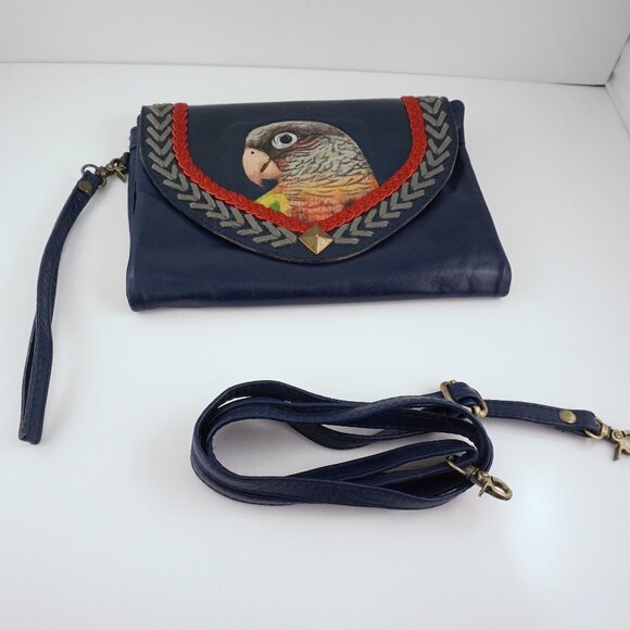 Leather Pineapple Conure Wristlet / Crossbody Wallet - Picture 3 of 12